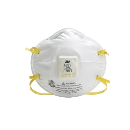 3M 8210V Dust Particulate Respirator, N95 with  Cool Flow Valve, 10Dispenser, 10PK 50051131497110